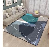 RUGMRZ Moqueta para El Suelo 80X120Cm Felpudo Interior Casa 44 Multicolor La Sala De Estar del Dormitorio Es Simple Y Borde Cama Familiar Azul Geométrico. Alfombras Alfombra Lavable Lavadora