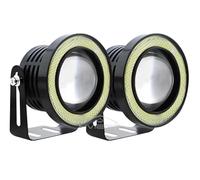 Rugnipw Faro Delantero 2X coche COB Auto DRL Led 12V faros Angel Eyes niebla impermeables circulación diurna luz Juego Faros Delanteros(Blue,89mm)