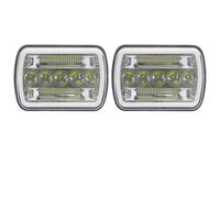 Rugnipw Faro Delantero Para Jeep Para Cherokee XJ Para Wrangler YJ H6054 5x7 7x6 Faros delanteros LED Luz alta Para señal de giro Para DRL Juego Faros Delanteros(2x Chrome E)