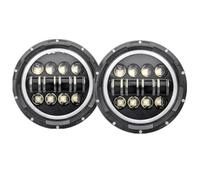 Rugnipw Faro Delantero Para Jeep para Wrangler para Unlimited JK faros redondos LED de 7 pulgadas DRL Hi Lo Beam faro 4X4 todoterreno Juego Faros Delanteros(2pcs I)