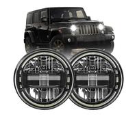 Rugnipw Faro Principal Delante Para Jeep Para Wrangler CJ-8 CJ-7 Faros Delanteros LED 7 Pulgadas 4x4 H4 Luces Altas Y Bajos Redondos Luces Circulación Para Coche(B Black)