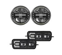 Rugnipw Faro Principal Delante Para Jeep Para Wrangler CJ-8 CJ-7 Luces LED De Circulación Diurna De 7 Pulgadas Luces LED De Señal De Giro DRL(Black set)