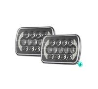 Rugnipw Faro Principal Delante Para Jeep Para Wrangler YJ Para Cherokee XJ Faros Delanteros LED Negros De 7 X 6 Pulgadas 105 W, DRL 2 Unidades