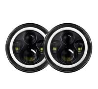 Rugnipw Faro Principal Delante Para Land Para Rover 90/110 Para Defender Faros Delanteros LED Redondos Tipo Ojo De Ángel De 7" 2 Unidades(Negro)