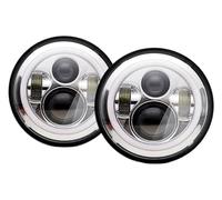 Rugnipw Faro Principal Delante Para Land Para Rover 90/110 Para Defender Faros Delanteros LED Redondos Tipo Ojo De Ángel De 7" 2 Unidades(Chrome)