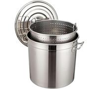 RUGPDA Olla grande para hervir mariscos de cangrejo de río con cesta de drenaje, olla de acero inoxidable con colador, olla para freír pavos, perfecta para hervir cangrejo de langosta y hervir