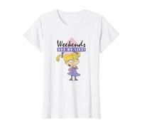 Rugrats Angelica Weekends Are My Life Sassy Camiseta, Mujer, Blanco, L