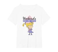 Rugrats Angelica Weekends Are My Life Sassy Camiseta, Mujer Tallas Grandes, Blanco, 1XL Grande