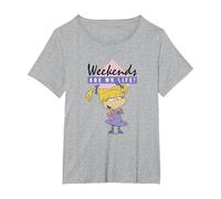 Rugrats Angelica Weekends Are My Life Sassy Camiseta, Mujer Tallas Grandes, Gris Jaspeado, 1XL Grande