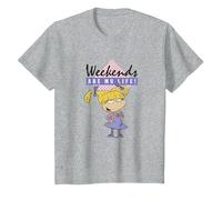 Rugrats Angelica Weekends Are My Life Sassy Camiseta, Niños, Gris Jaspeado, 12 años