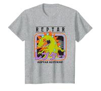 Rugrats Reptar Returns! Vintage Neon Kanji Poster Camiseta, Niños, Gris Jaspeado, 10 años