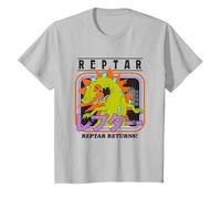 Rugrats Reptar Returns! Vintage Neon Kanji Poster Camiseta, Niños, Plata, 10 años