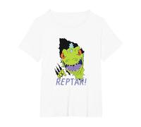 Rugrats Reptar! Rip Through Camiseta, Mujer Tallas Grandes, Blanco, 1XL Grande