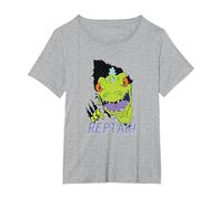 Rugrats Reptar! Rip Through Camiseta, Mujer Tallas Grandes, Gris Jaspeado, 1XL Grande