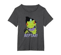 Rugrats Reptar! Rip Through Camiseta, Mujer Tallas Grandes, Jaspeado Oscuro, 1XL Grande