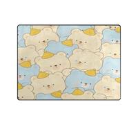Rugs Alfombra estética lavable de 4 x 5 pies para dormitorio, decoración estética del hogar (4 x 5 pies, natural), bonito oso llorón de dibujos animados