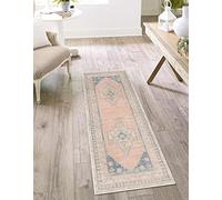Rugs.com Whitney Collection - Alfombra de pasillo de 2 x 8 pies, color azul francés, alfombra baja perfecta para pasillos y entradas
