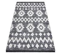 rugsx Alfombra Eco SISAL Boho MOROC ETNO Zigzag Flecos - Dos Niveles de vellón Gris/Crema, Alfombra reciclada 155x220 cm