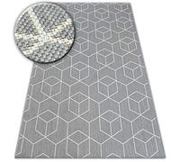 rugsx Alfombra SISAL Flat Interior Exterior - Moderna y Resistente - para salón, balcón, terraza - Patrón de Cubo 3D - Gris 120x170 cm