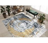 rugsx Exclusiva Emerald Alfombra Glamour, Elegante abstracción Azul/Oro 200x290 cm