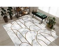 rugsx Exclusiva Emerald Alfombra Glamour, Elegante Art Deco, mármol Crema/Oro 160x220 cm