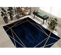 rugsx Exclusiva Emerald Alfombra Glamour, Elegante geométrico Azul Oscuro/Oro 200x290 cm