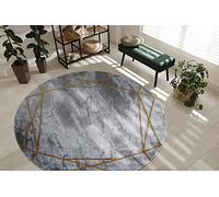 Alfombra EMERALD exclusivo 1022 circulo - glamour elegante mármol geométrico gris / oro circulo 200 cm