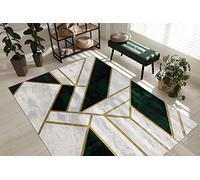rugsx Exclusiva Emerald Alfombra Glamour, Elegante mármol, geométrico Verde Botella/Oro 240x330 cm