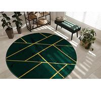 rugsx Exclusiva Emerald Alfombra Glamour, Elegante mármol, geométrico Verde Botella/Oro Redondo 120 cm