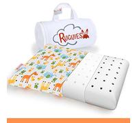 RUGUIES- Almohada para Niños de Viscoelástica, Hipoalergénica y Transpirable- Cojín Infantil-Funda Lavable de Algodón 100%-Oeko-Tex- 1 a 10 años XL (58x32x 5-7cm)- Bolsa Viaje Incluída.