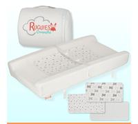 RUGUIES-Cambiador Bebé Colchón para Mueble Cómoda + 3 Protectores Adicionales- Colchoneta para Cambiar Pañales suave e impermeable- Arnés de Sujeción y Base Antideslizante- 80x42 cm- OEKO-TEX.
