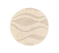 RugVista Breeze Alfombrilla de baño, Redondo, Ø 70 cm, Blanco Crema Beige | Modernas, Pelo medio, Lavado a máquina, Oeko-Tex 100, Antideslizante, Baño