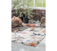 RugVista Cherri, Alfombra Interior y Exterior, Alfombras Modernas, 160 x 100 cm, Rectangular, Pelo Medio, Sala de Estar, Cocina, Patio, Lavado a Mano, Resistente los Rayos UV, Beige/Rosa