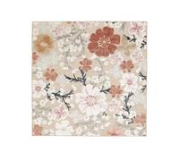 RugVista Cherri, Alfombra Interior y Exterior, Modernas, 200 x cm, Cuadrado, Pelo Medio, Sala de Estar, Cocina, Patio, Lavado a Mano, Resistente los Rayos UV, Beige/Rosa