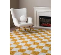RugVista Chessie, Alfombra, 200 x 140 cm, Rectangular, Pelo Lungo, Sala de Estar, Dormitorio, Limpieza en seco, Oeko_Tex_100, Amarillo/Off Blanco