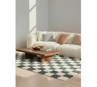 RugVista Chessie, Alfombra, Modernas, 100 x 160 cm, Rectangular, Pelo Medio, Sala de Estar, Dormitorio, Limpieza en seco, Verde/Off Blanco