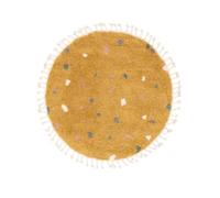 RugVista Confetti Alfombra Infantil, Ø 150 cm, Amarillo | Modernas, Redondo, Pelo medio, Limpieza en seco, Oeko-Tex 100, Sin productos químicos peligrosos, Cuarto del bebé