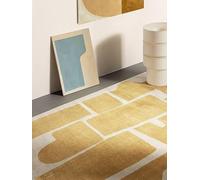 RugVista Contour Alfombra, 140 x 200 cm, Amarillo/Off Blanco | Modernas, Rectangular, Pelo corto, Lavado a máquina, Oeko-Tex 100, Sala de estar, Dormitorio
