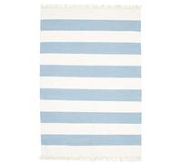 RugVista Cotton Stripe, Alfombra, Kilim Moderno, 140 x 200 cm, Rectangular, Pelo Corto, Sala de Estar, Comedor, Dormitorio, Cocina, Limpieza en seco, Certificado Care & Fair, Claro Azul