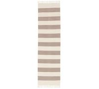 RugVista Cotton Stripe, Alfombra, Kilim Moderno, 80 x 300 cm, Rectangular, Pelo Corto, Sala de Estar, Comedor, Dormitorio, Cocina, Pasillo, Limpieza en seco, Certificado Care & Fair, Marrón