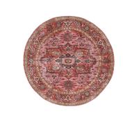 RugVista Georgia Oriental, Alfombra, Orientales, Ø 120 cm, Redondo, Pelo Corto, Sala de Estar, Dormitorio, Cocina, Pasillo, Lavado a máquina, Rojo/Rosa