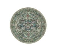 RugVista Georgia Oriental, Alfombra, Orientales, Ø 160 cm, Redondo, Pelo Corto, Sala de Estar, Dormitorio, Cocina, Lavado a máquina, Verde/Multi