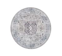 RugVista Gina Oriental, Alfombra, Modernas, Ø 160 cm, Redondo, Pelo Corto, Sala de Estar, Dormitorio, Lavado a máquina, Gris/Beige