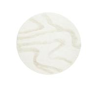 RugVista Ginori, Alfombra Shaggy/Handloom, Pelo Corto, ∅ 240 cm, Redonda, Calidad cert. Oeko-Tex Standard 100, Poliéster, Pasillo, Dormitorio, Cocina, Salón, Despacho, Blanco Roto