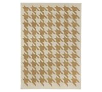 RugVista Houndstooth, Alfombra, Kilim Moderno, 200 x 140 cm, Rectangular, Pelo Medio, Sala de Estar, Dormitorio, Limpieza en seco, Certificado Care & Fair, Beige/Marrón