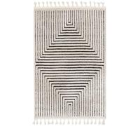 RugVista Larache, Alfombra Shaggy/Handloom, Pelo Medio, 160 x 230 cm, Rectangular, Calidad cert. Oeko-Tex Standard 100, Poliéster, Pasillo, Dormitorio, Cocina, Salón, Despacho, Crema/Negro