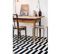 RugVista Moderno, Alfombra Kilim Moderna, Pelo Corto, 160 x 230 cm, Rectangular, Calidad cert. Care & Fair, Algodón, Pasillo, Dormitorio, Cocina, Salón, Comedor, Despacho, Negro Blanco