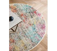 RugVista Monet, Alfombra, Alfombras Modernas, Ø 150 cm, Redondo, Pelo Medio, Sala de Estar, Comedor, Dormitorio, Cocina, Pasillo, Limpieza en seco, Oeko_Tex_100, Multicolore
