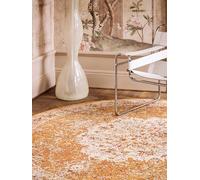 RugVista Nadia, Alfombra, Vintage, Ø 200 cm, Redondo, Pelo Medio, Sala de Estar, Comedor, Dormitorio, Cocina, Limpieza en seco, Oeko_Tex_100, Naranja