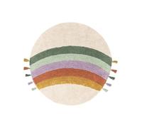 RugVista Rainbow Alfombra Infantil, Ø 100 cm, Off Blanco/Multi | Modernas, Niños, Redondo, Pelo medio, Lavado a máquina, Oeko-Tex 100, Sin productos químicos peligrosos, Cuarto del bebé